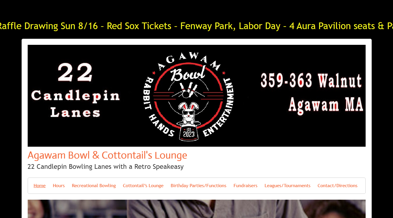 Website screenshot for Agawam Bowl