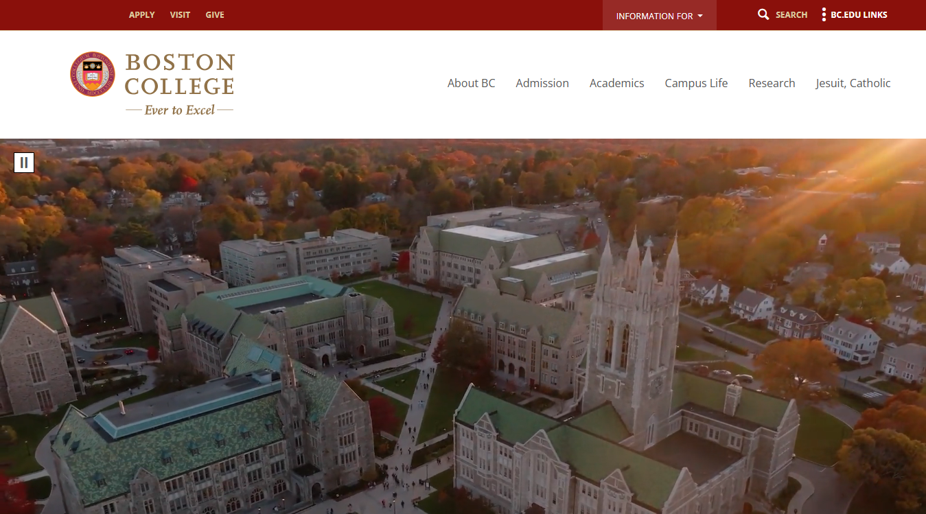 Website screenshot for Alumni Stadium