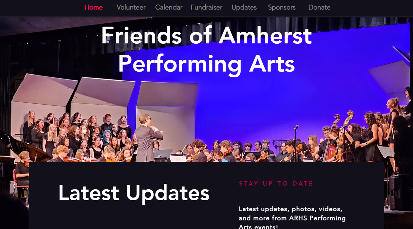 Website screenshot for ARPS Friends of Performing Arts