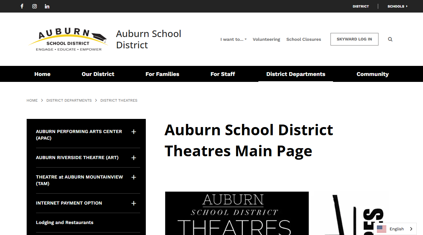 Website screenshot for Auburn Performing Arts Center A.P.A.C.