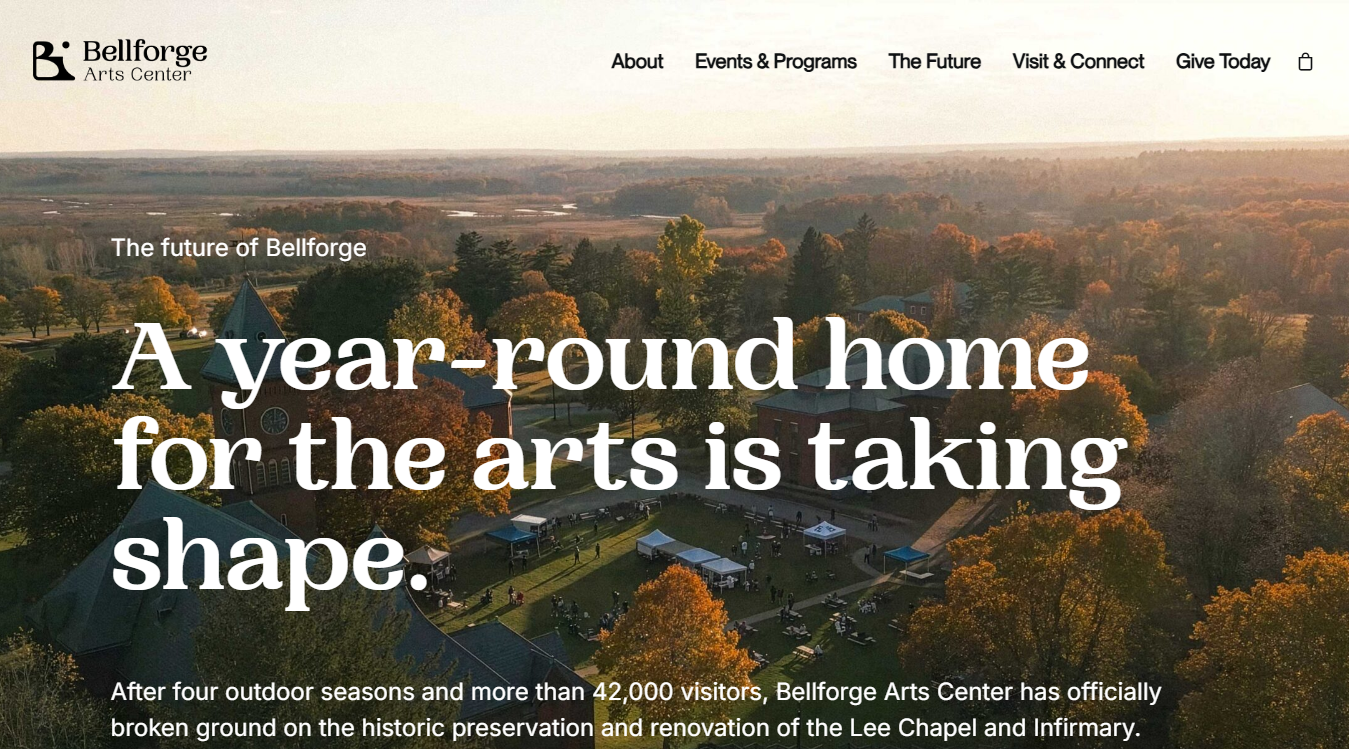 Website screenshot for Bellforge Arts Center