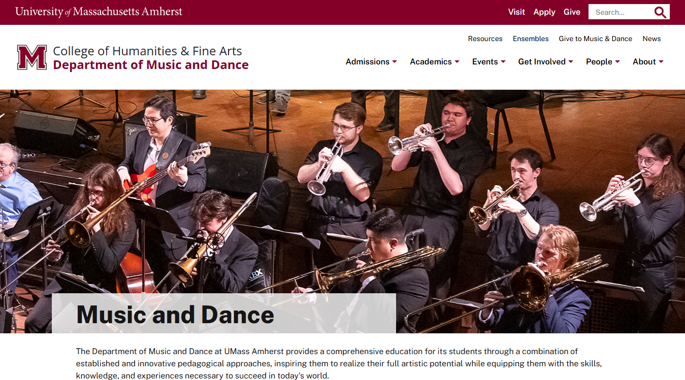 Website screenshot for Bezanson Recital Hall