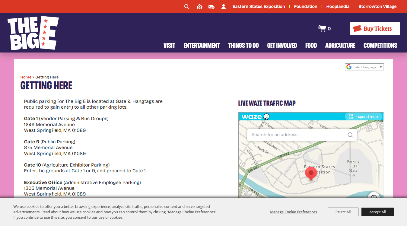 Website screenshot for Big E Gate 1
