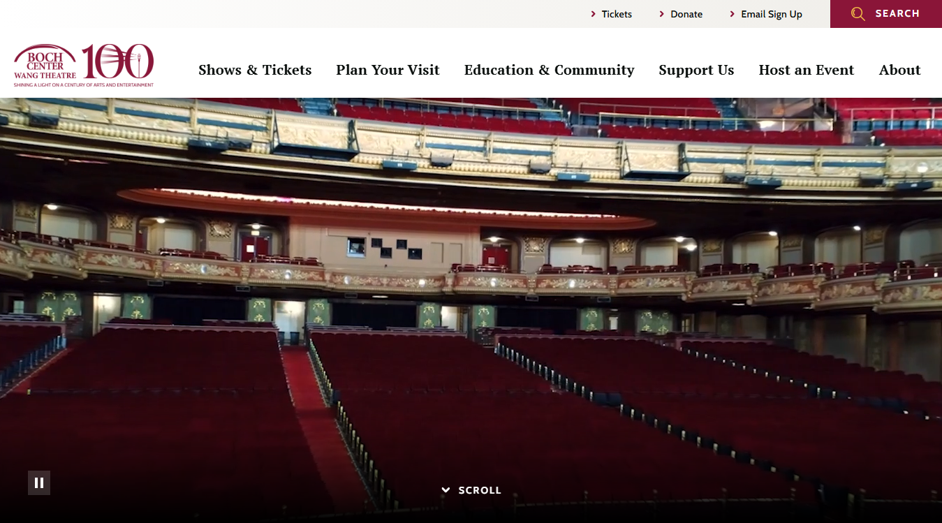 Website screenshot for Boch Center - Wang Theatre