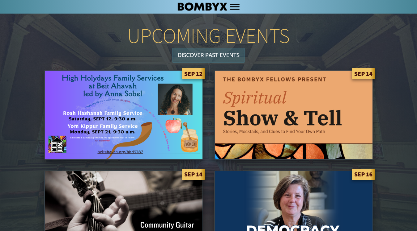 Website screenshot for BOMBYX Center for Arts & Equity