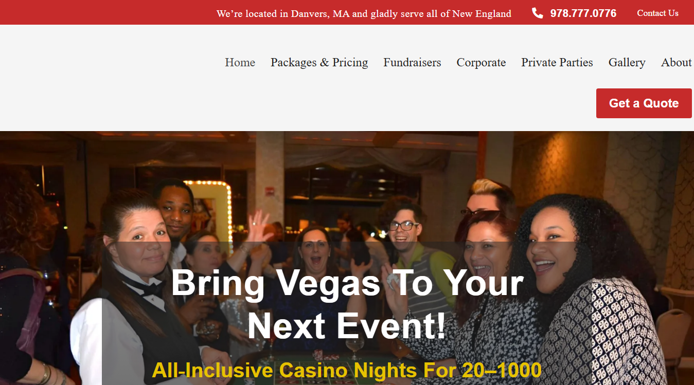 Website screenshot for Boston Casino Events