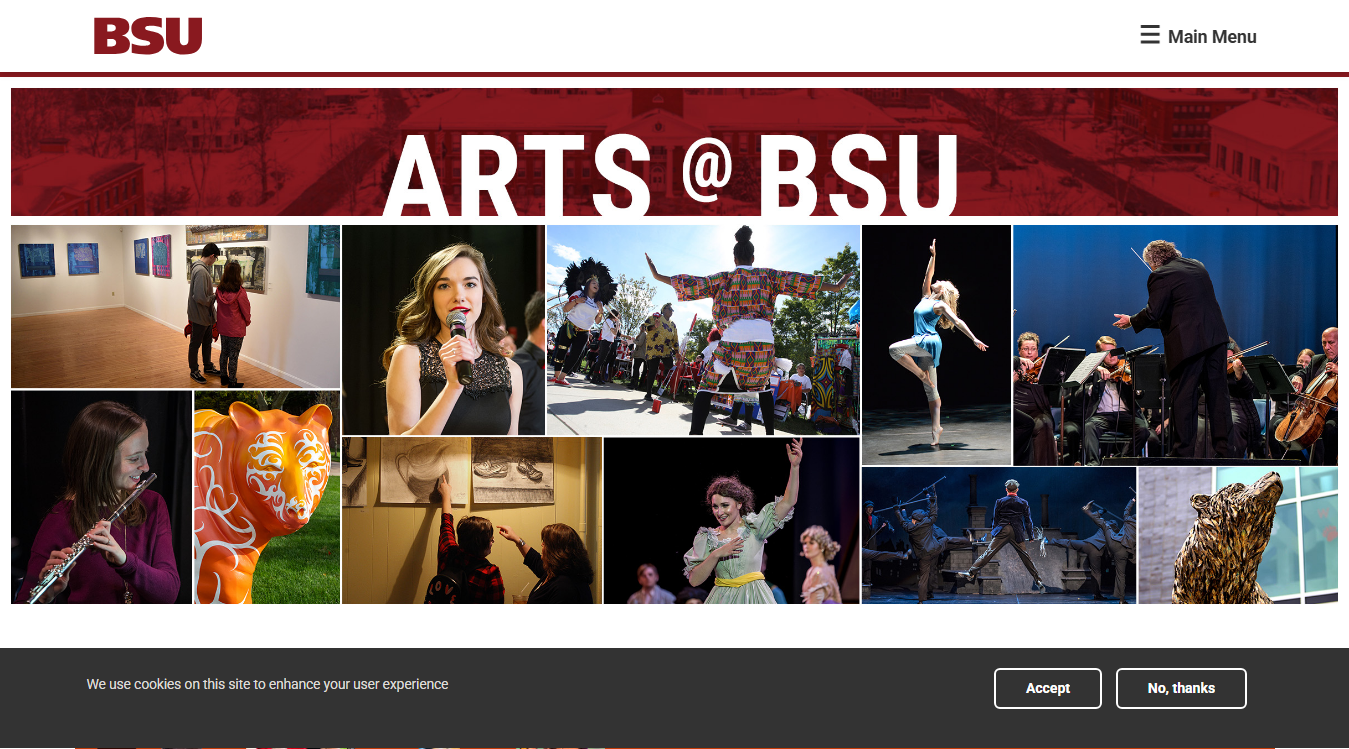 Website screenshot for BSU Theater