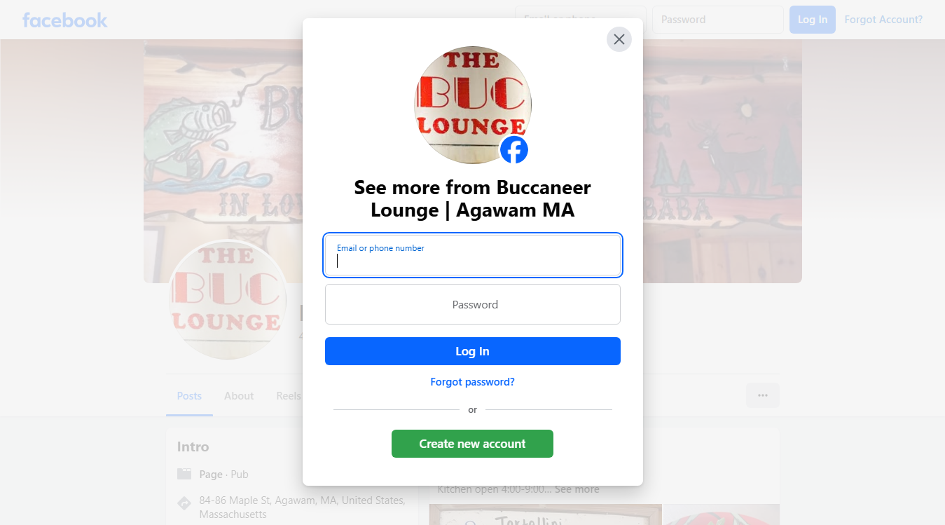 Website screenshot for Buccaneer Lounge