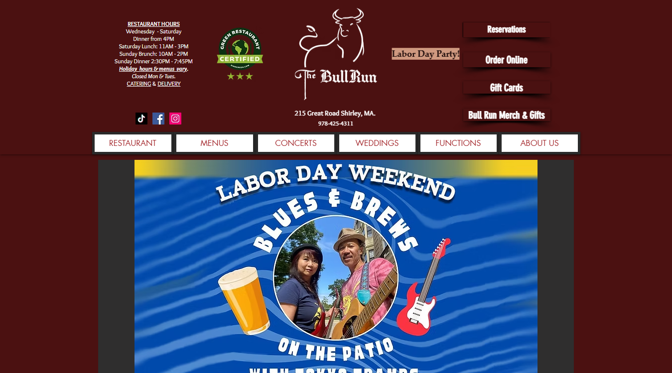 Website screenshot for Bull Run Restaurant