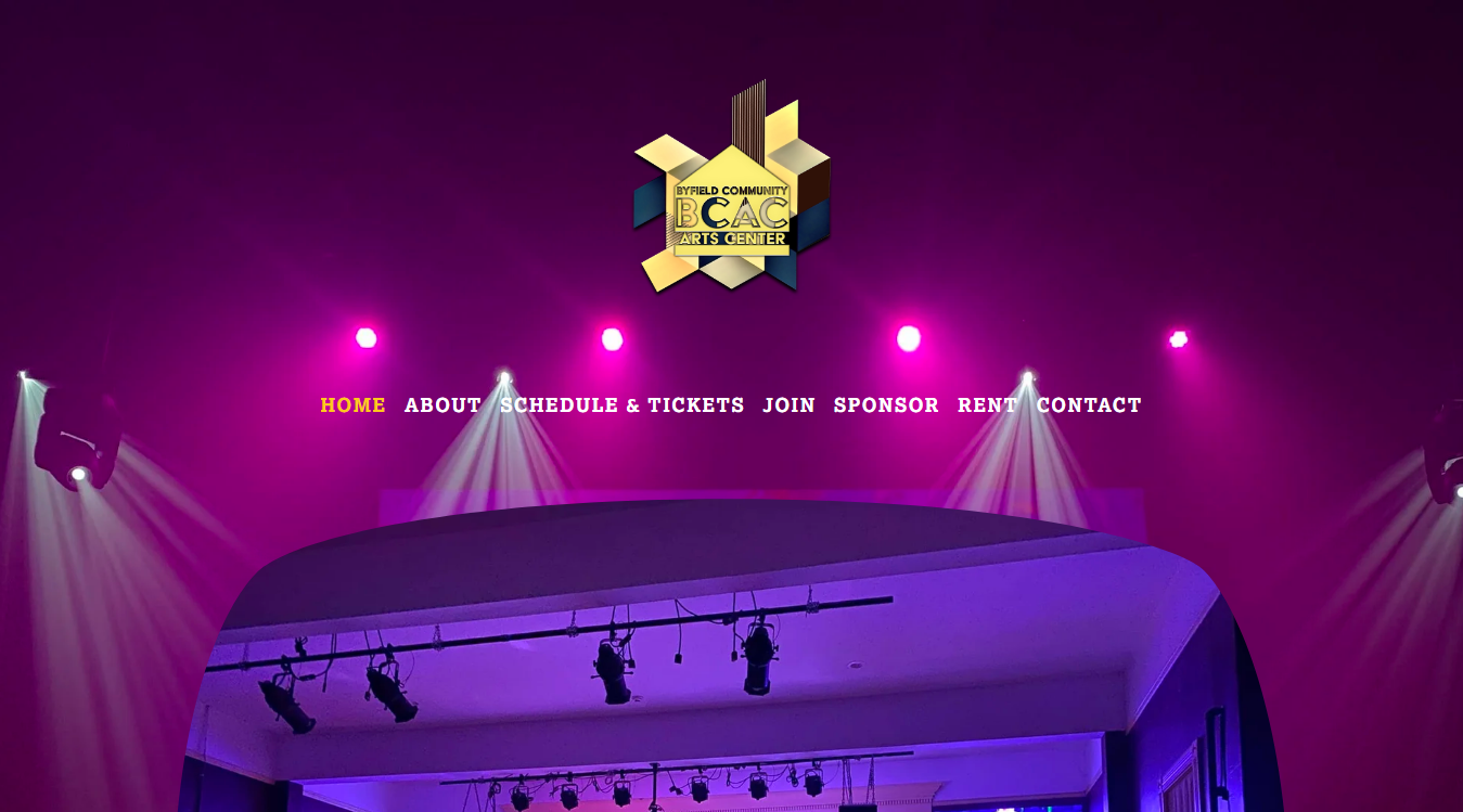Website screenshot for Byfield Community Arts Center