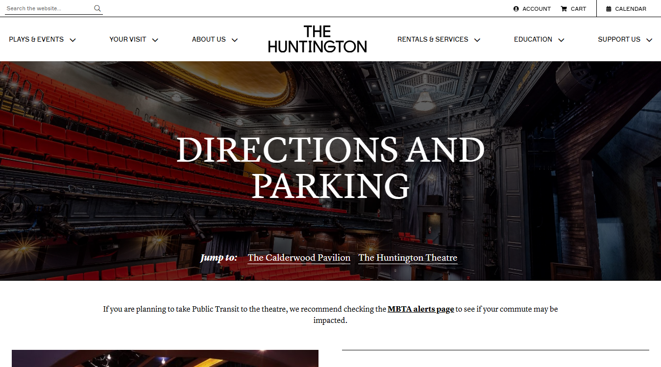 Website screenshot for Calderwood Pavilion / The Huntington Calderwood
