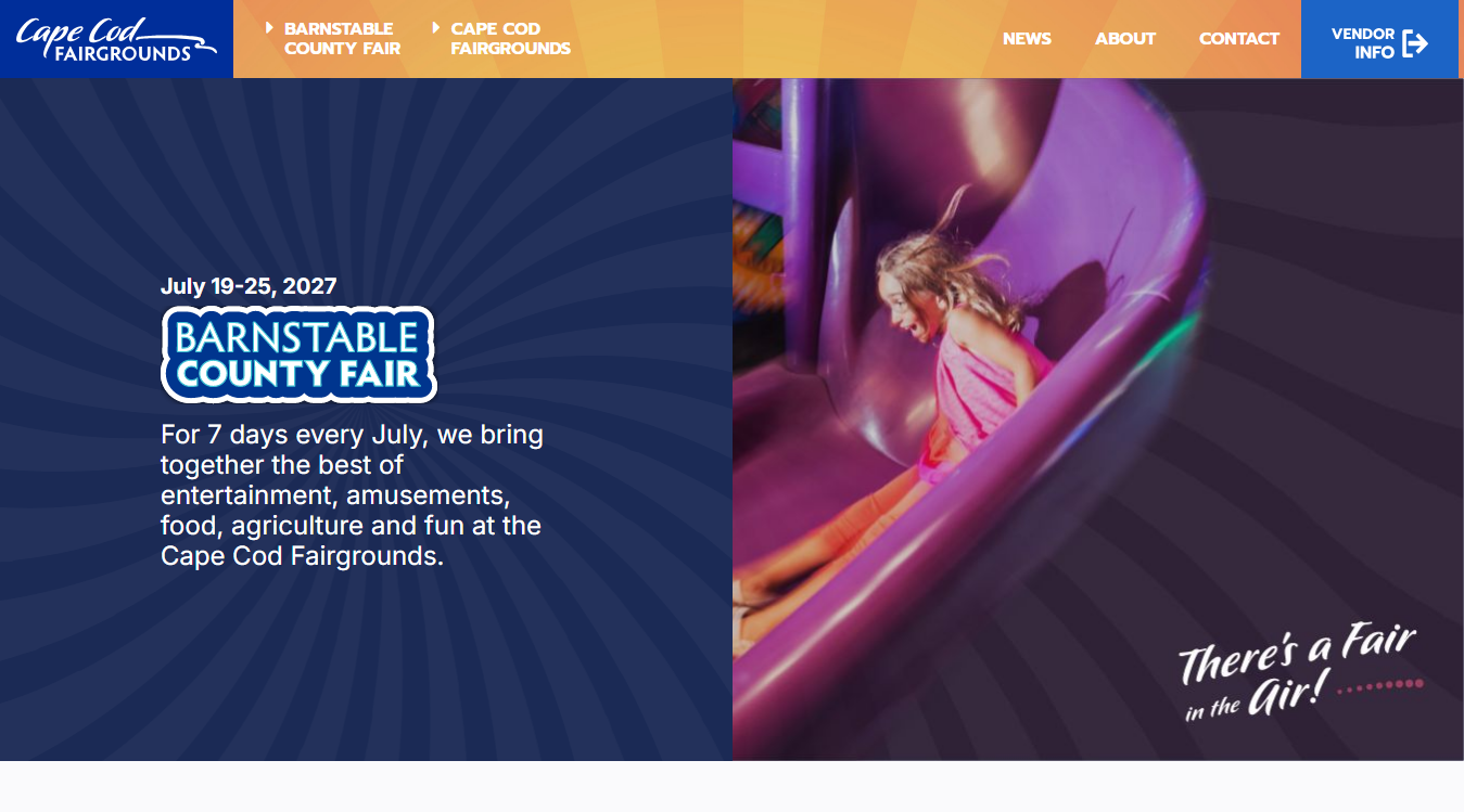 Website screenshot for Cape Cod Fairgrounds