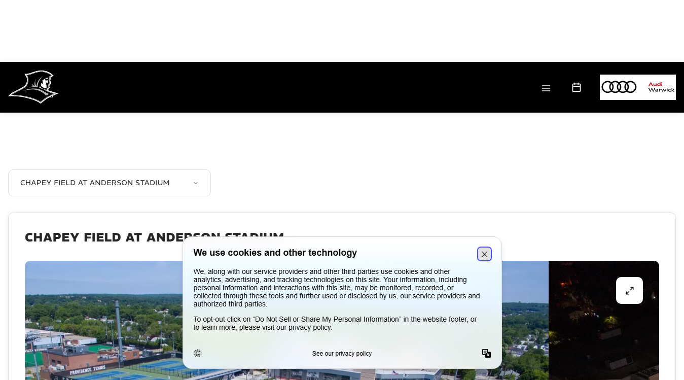 Website screenshot for Chapey Field at Anderson Stadium
