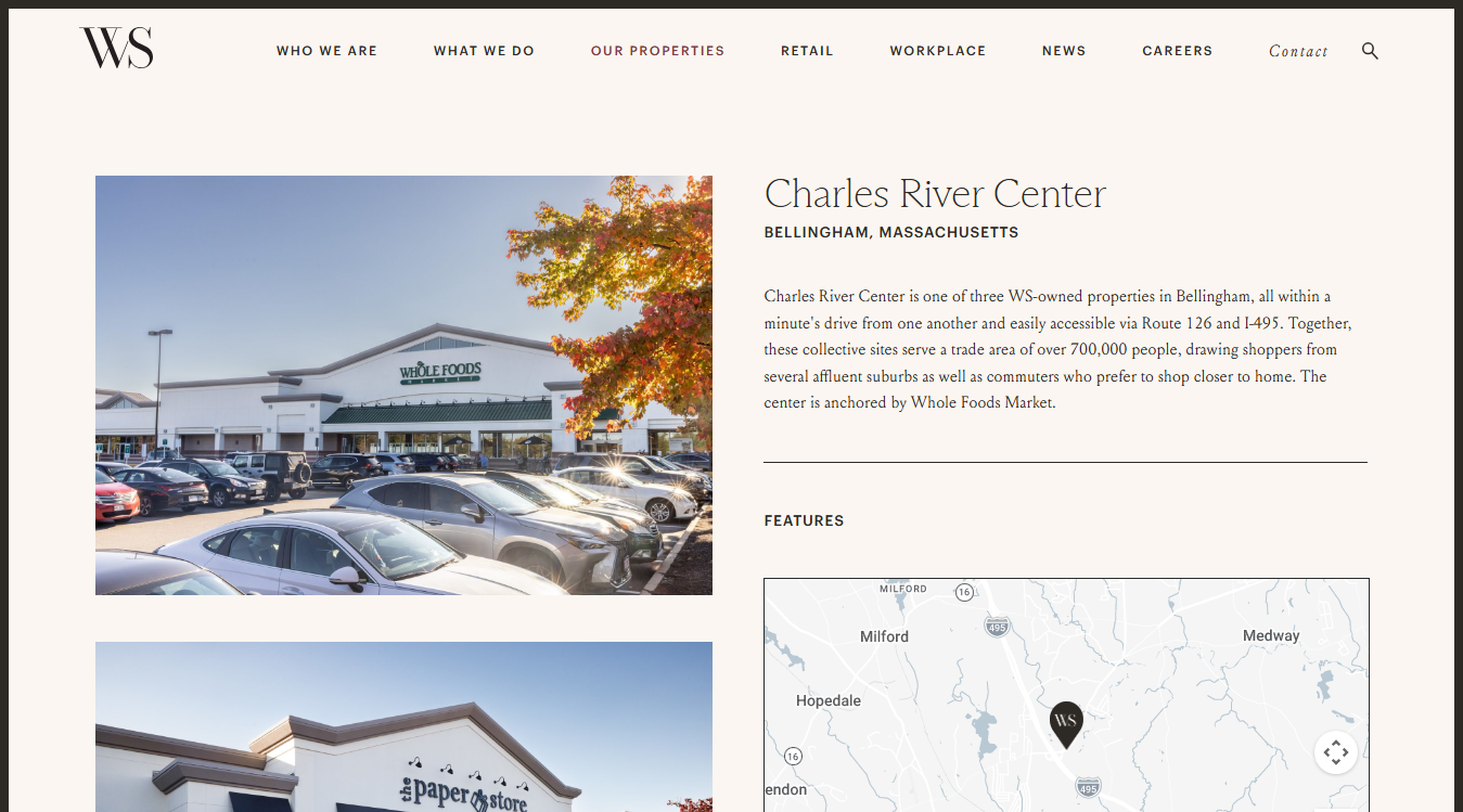 Website screenshot for Charles River Center