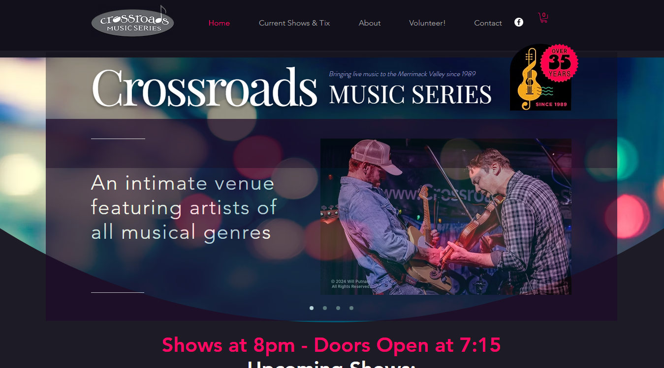 Website screenshot for Crossroads Music Series
