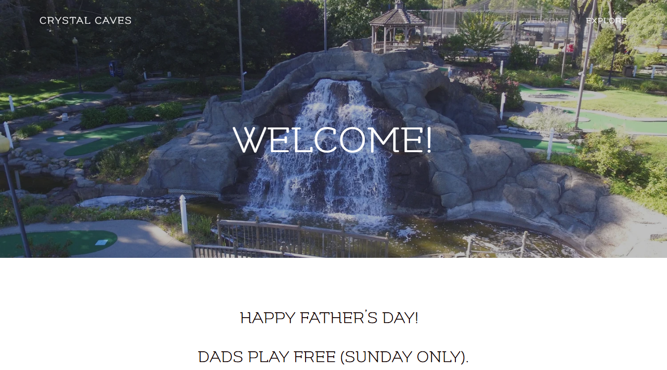 Website screenshot for Crystal Caves-Family Entertainment