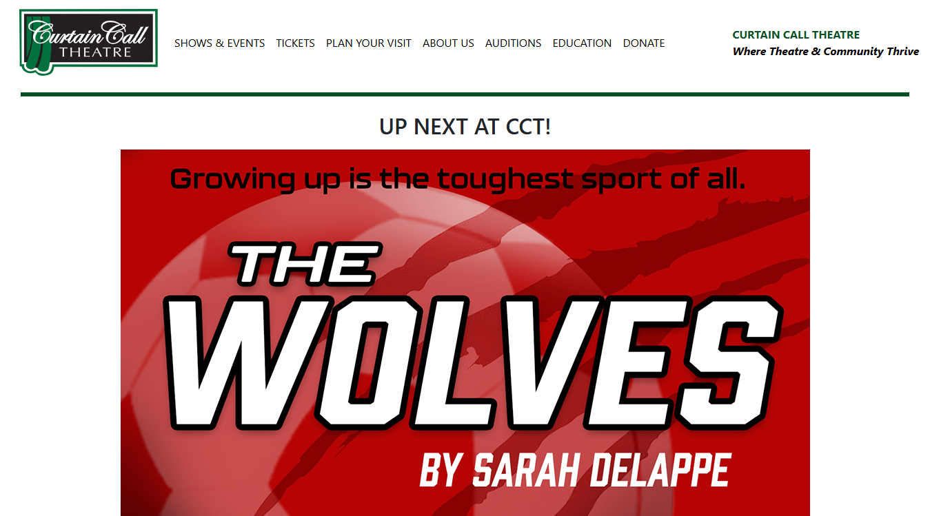 Website screenshot for Curtain Call Theatre