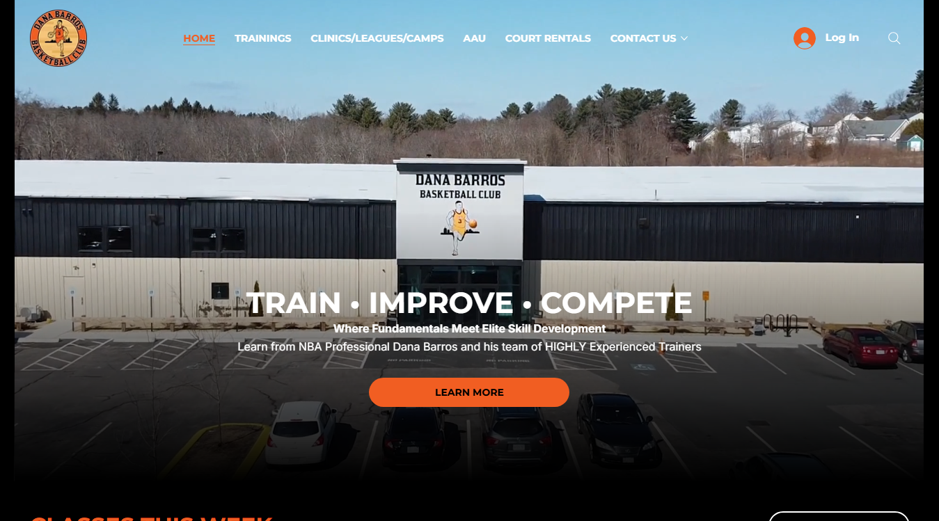 Website screenshot for Dana Barros Basketball Club