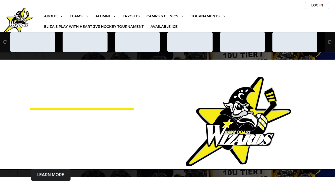 Website screenshot for East Coast Wizards Hockey Club