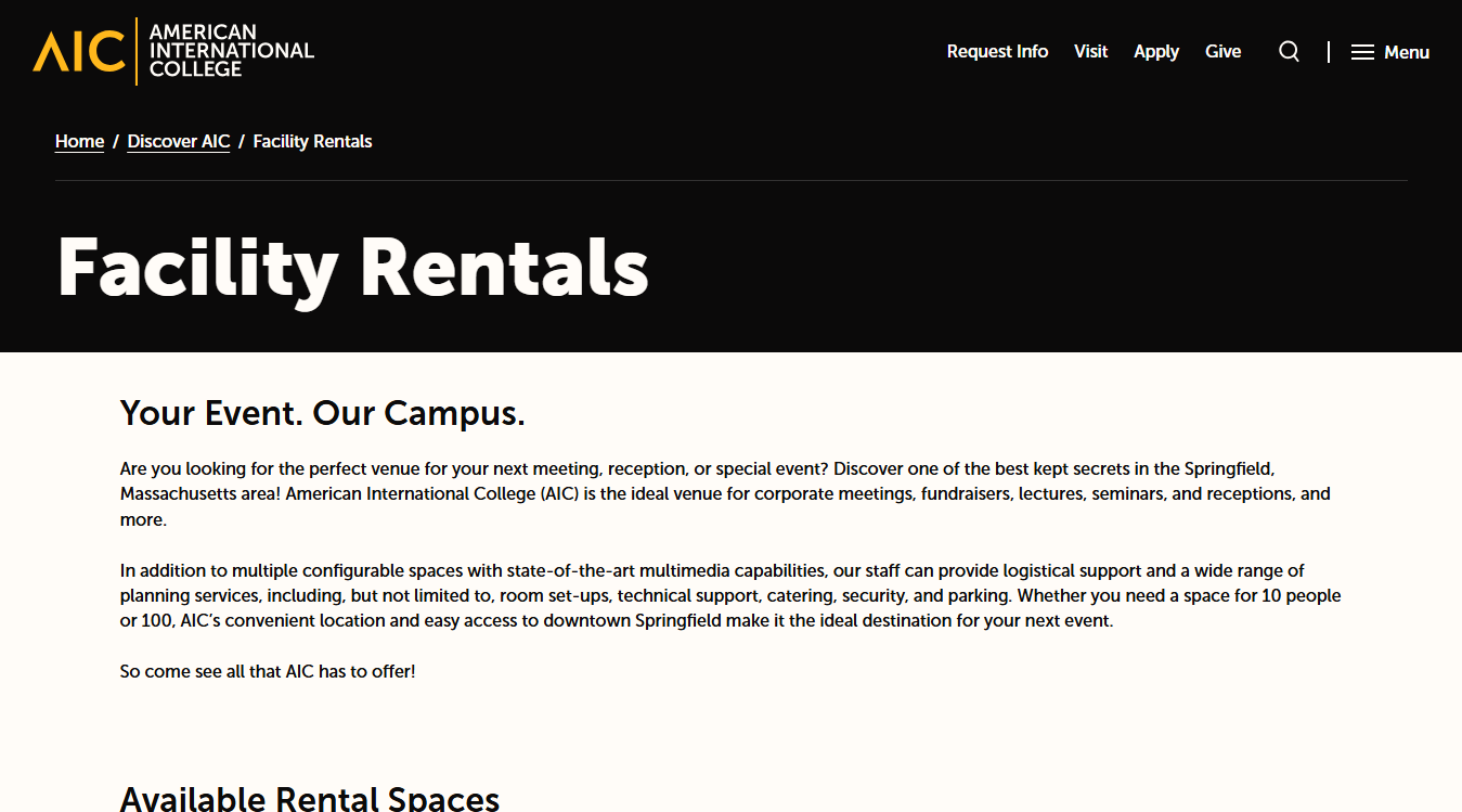 Website screenshot for Esther B. Griswold Theatre for the Performing Arts,