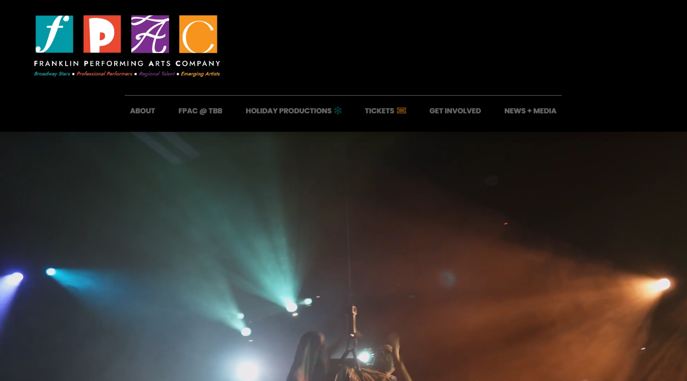 Website screenshot for Franklin Performing Arts Company