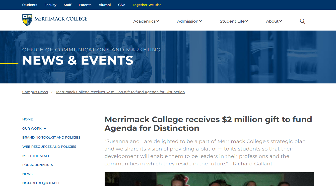 Website screenshot for Gallant Arena