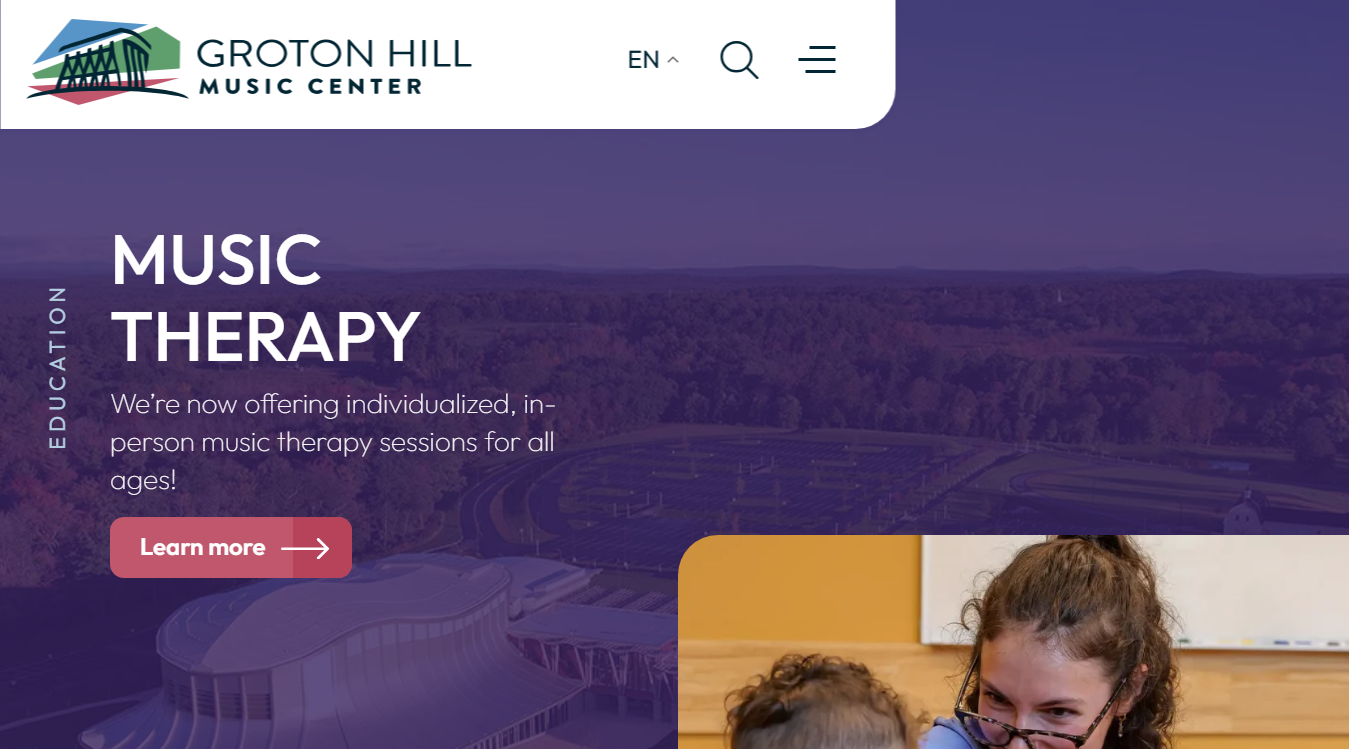 Website screenshot for Groton Hill Music Center