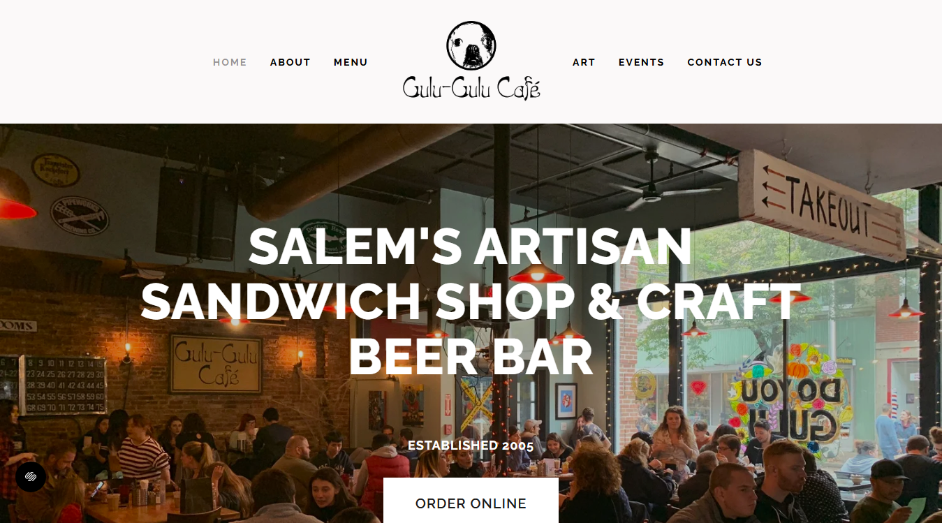 Website screenshot for Gulu-Gulu Cafe