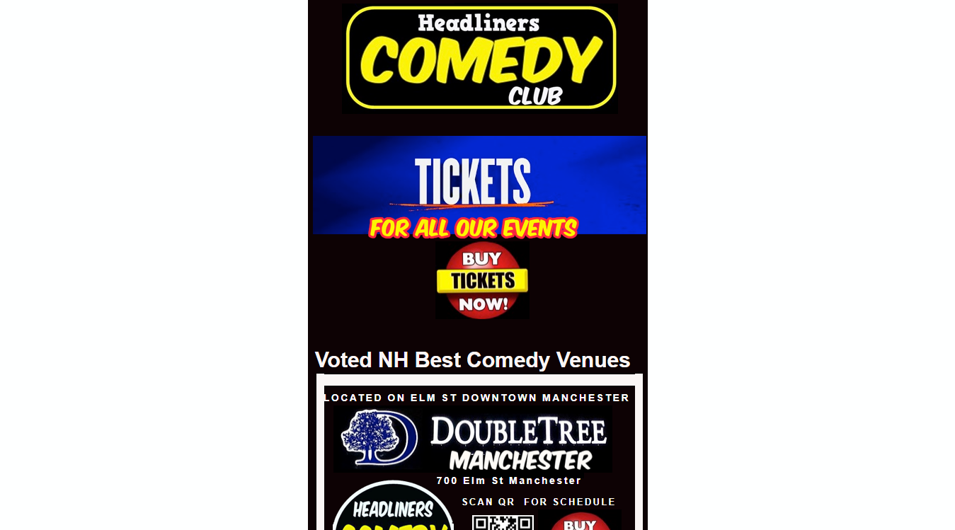 Website screenshot for Headliners Comedy Club