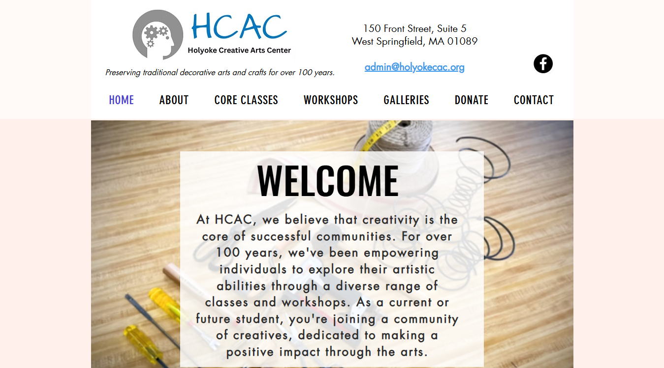 Website screenshot for Holyoke Creative Arts Center