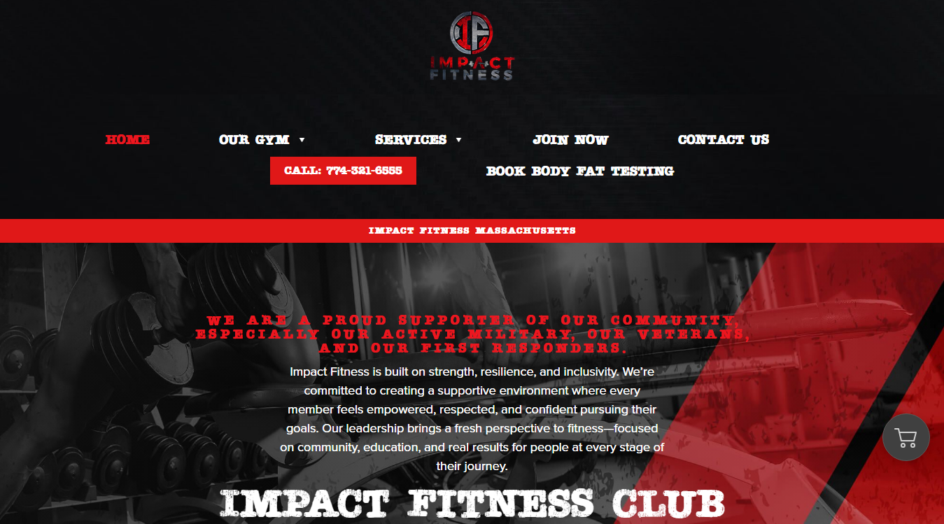 Website screenshot for Impact Fitness