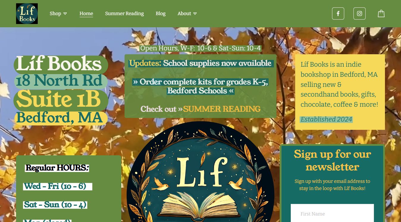 Website screenshot for Líf Books