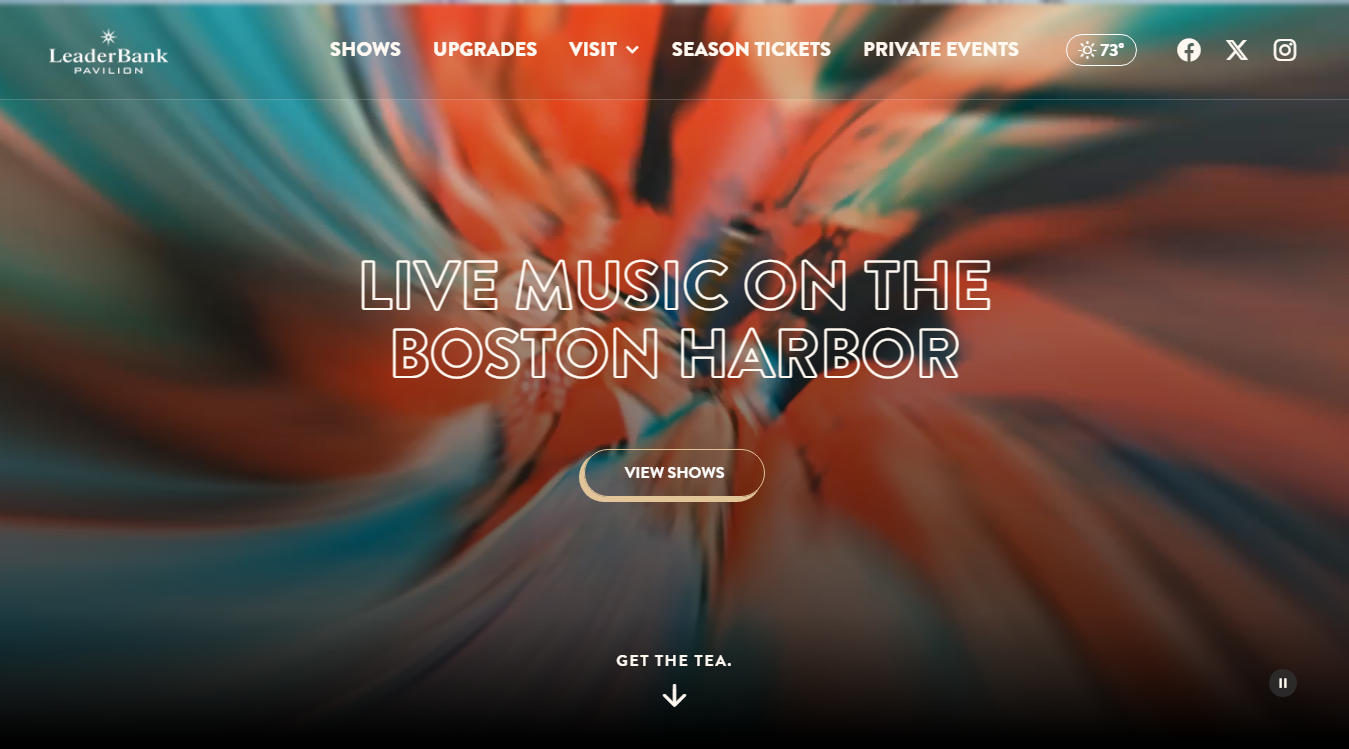 Website screenshot for Leader Bank Pavilion