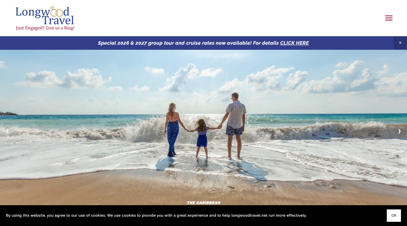 Website screenshot for Longwood Travel