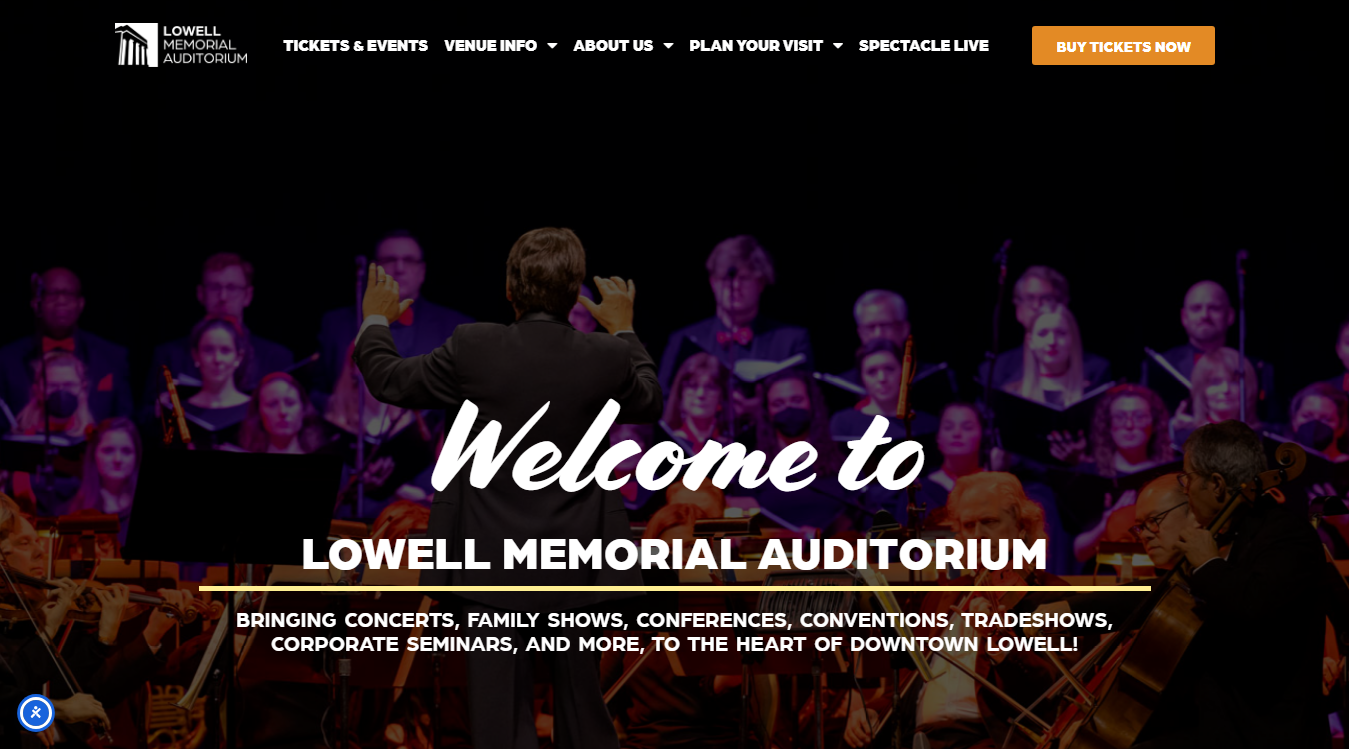 Website screenshot for Lowell Memorial Auditorium