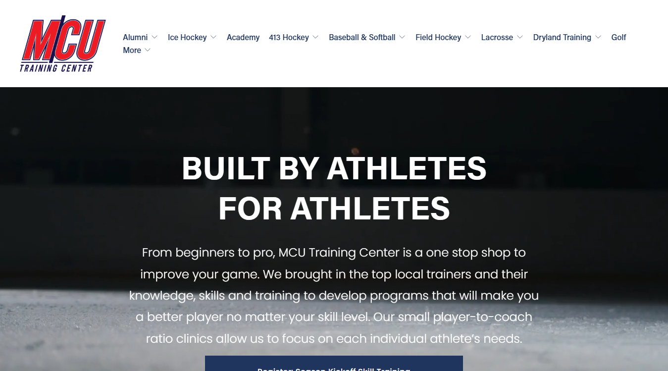 Website screenshot for M/CU Training Center