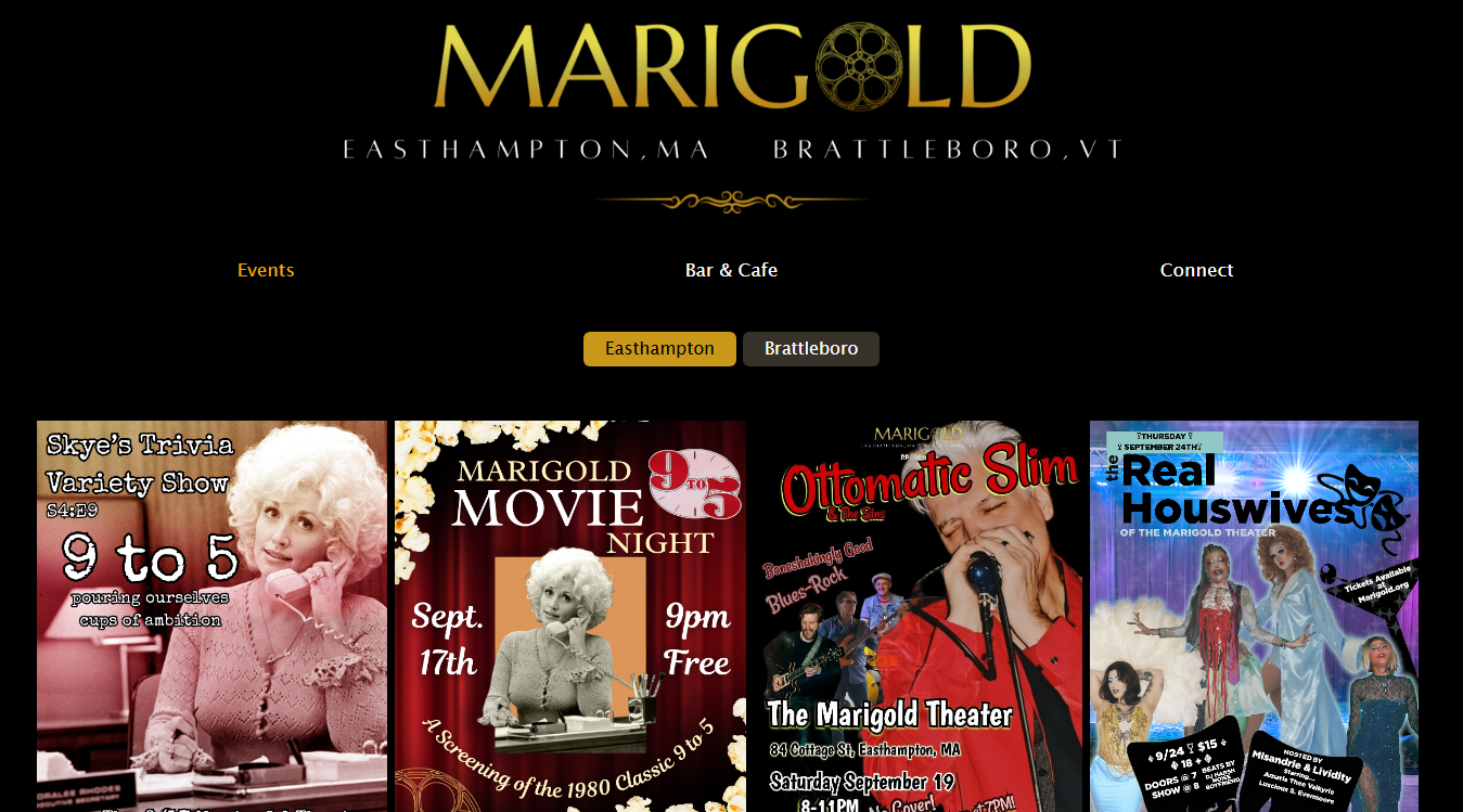 Website screenshot for Marigold Theater