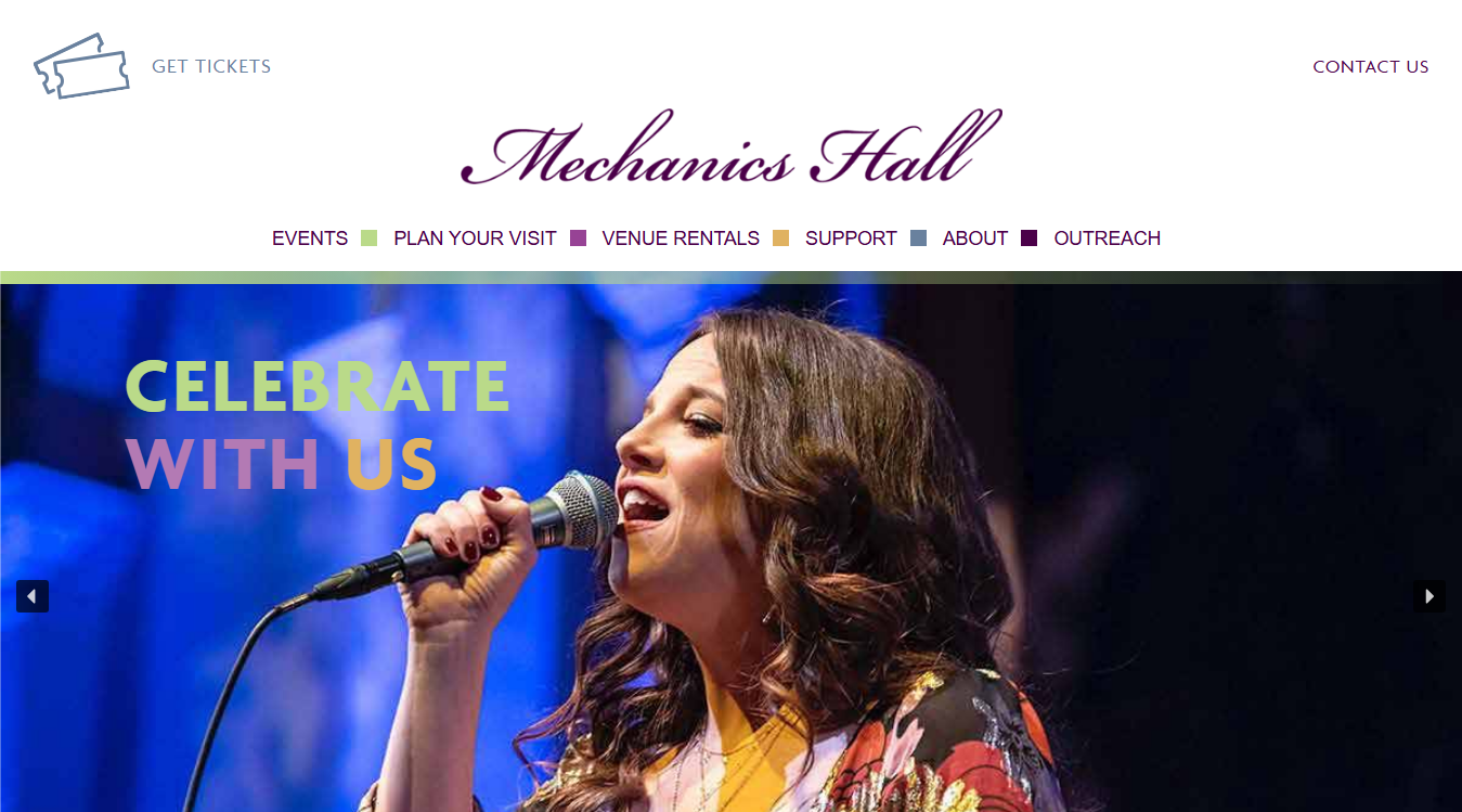 Website screenshot for Mechanics Hall