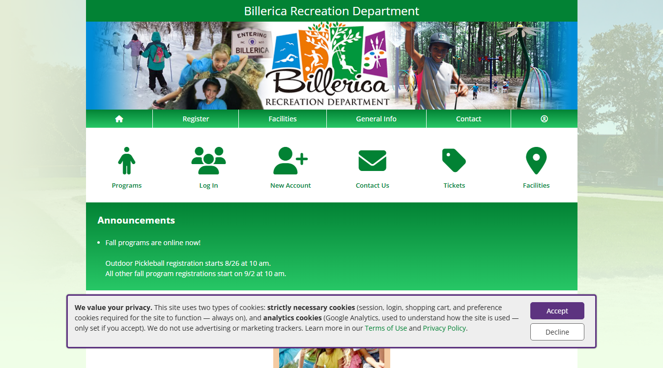 Website screenshot for Micozzi Beach at Nutting Lake