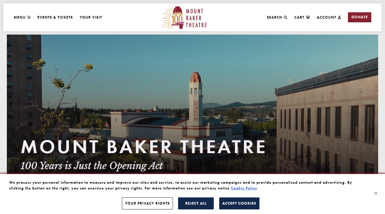 Website screenshot for Mount Baker Theatre