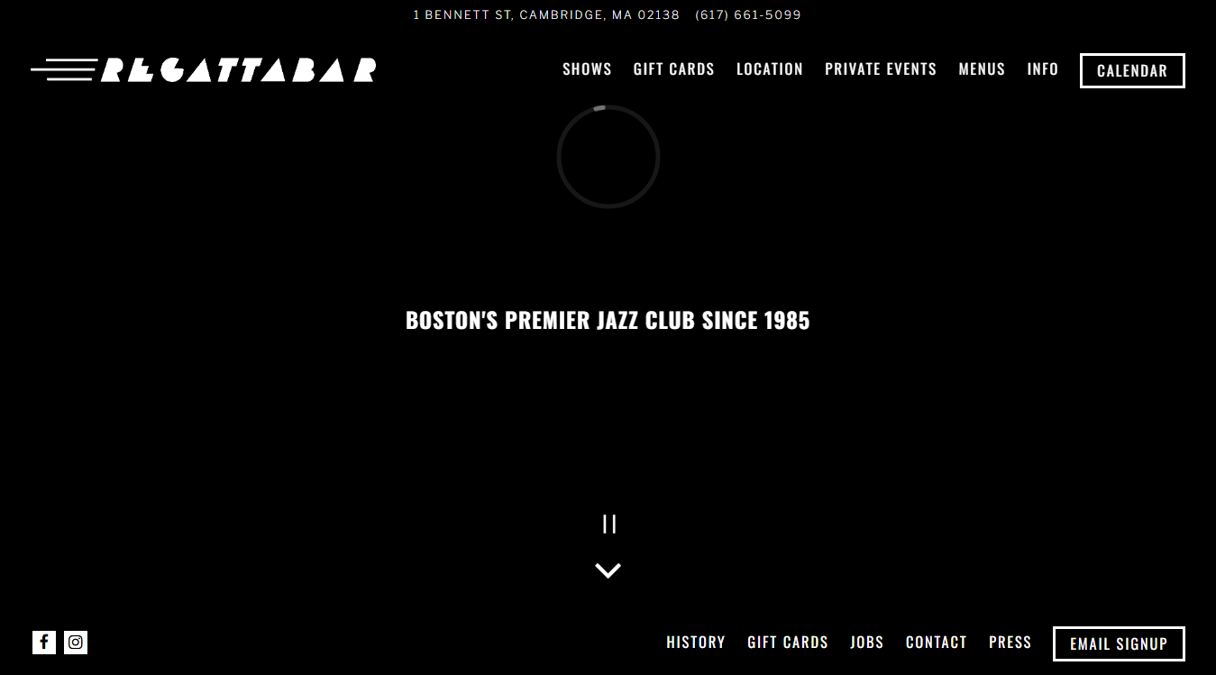 Website screenshot for Regattabar