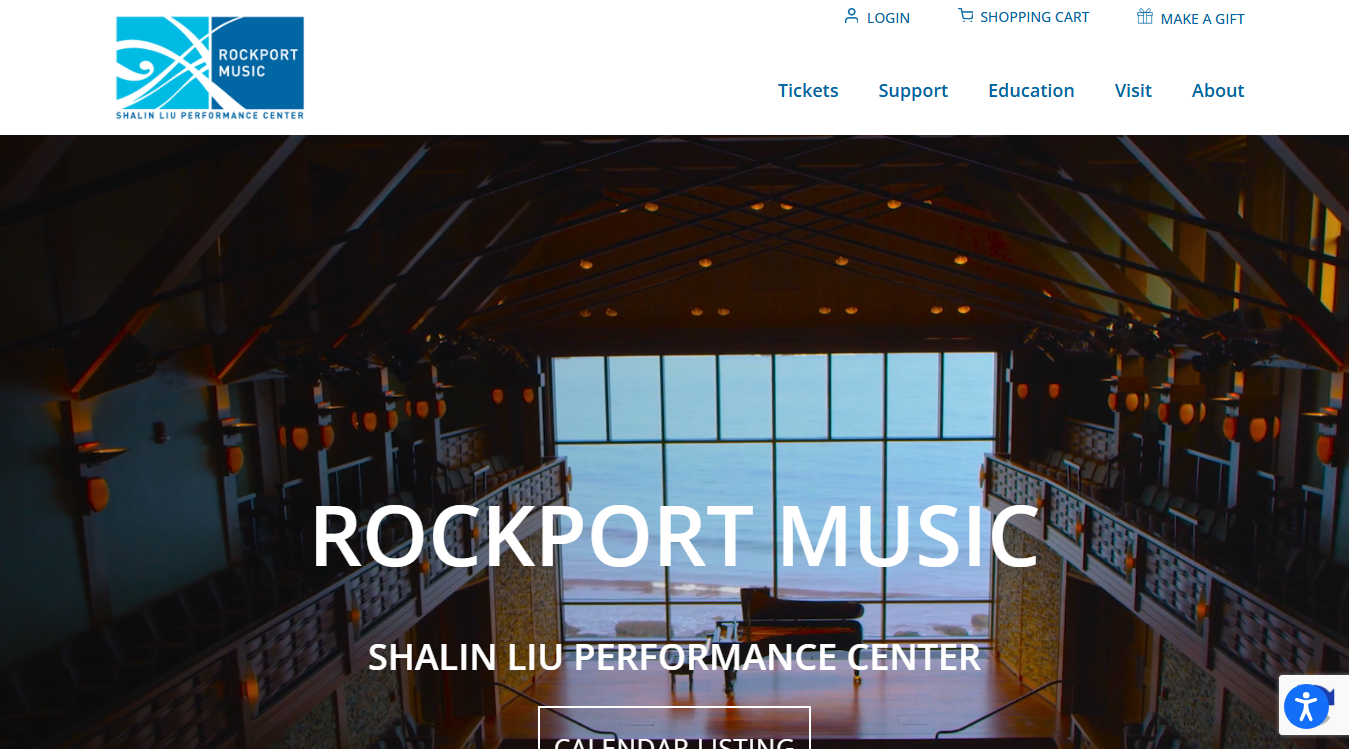 Website screenshot for Rockport Music-Shalin Liu Performance Center