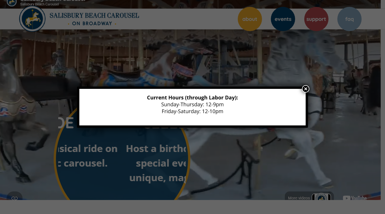 Website screenshot for Salisbury Beach Carousel