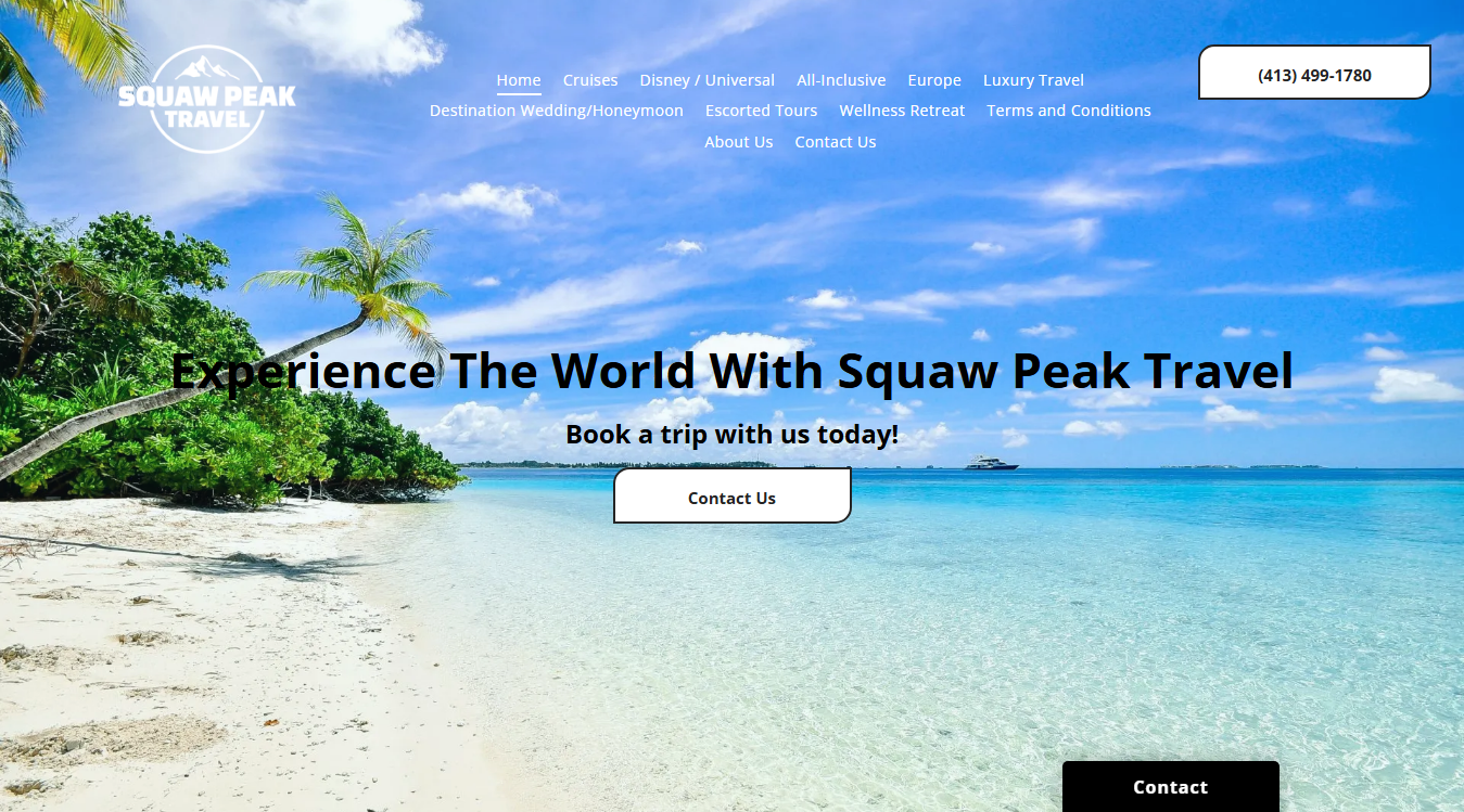 Website screenshot for Squaw Peak Travel