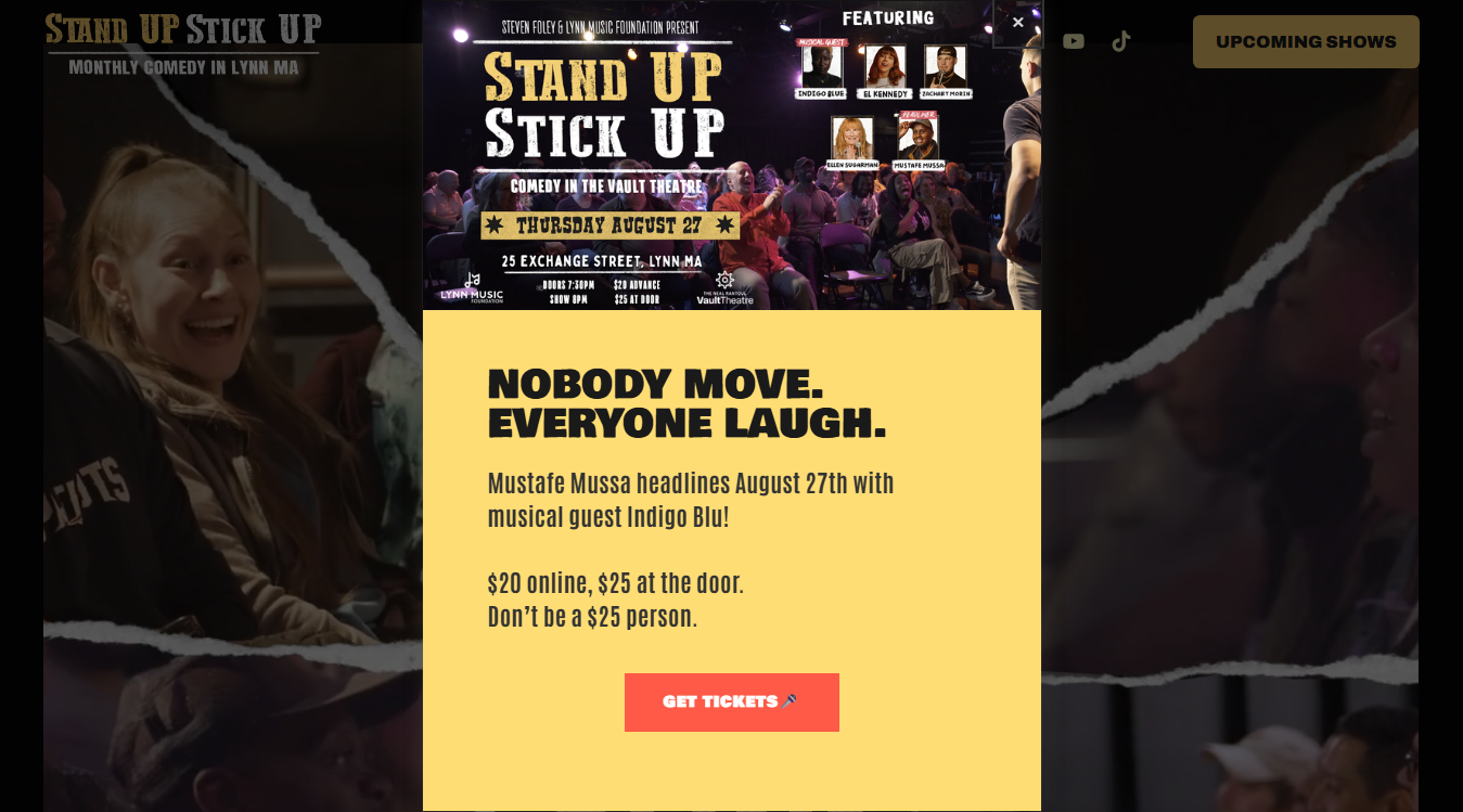Website screenshot for Stand Up Stick Up Comedy Club