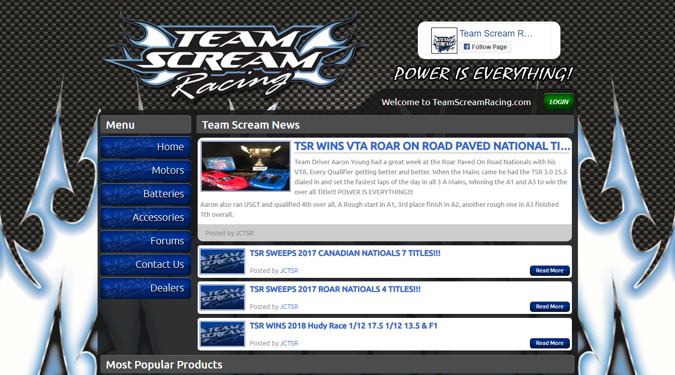 Website screenshot for TEAM SCEAM RACING