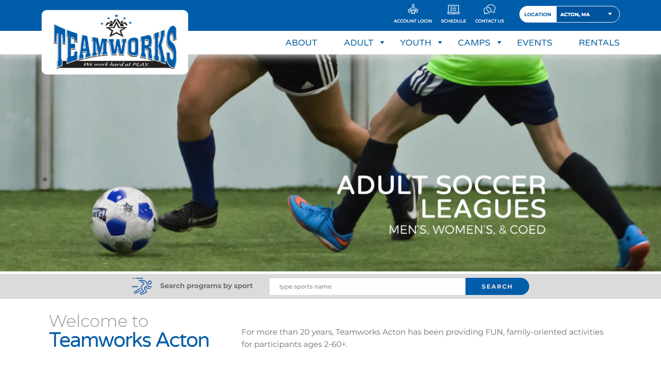 Website screenshot for Teamworks Acton
