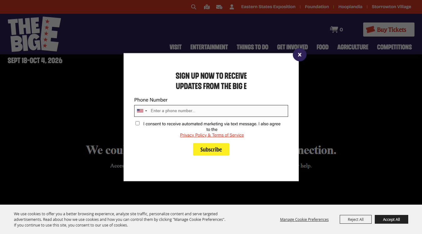 Website screenshot for The Big E