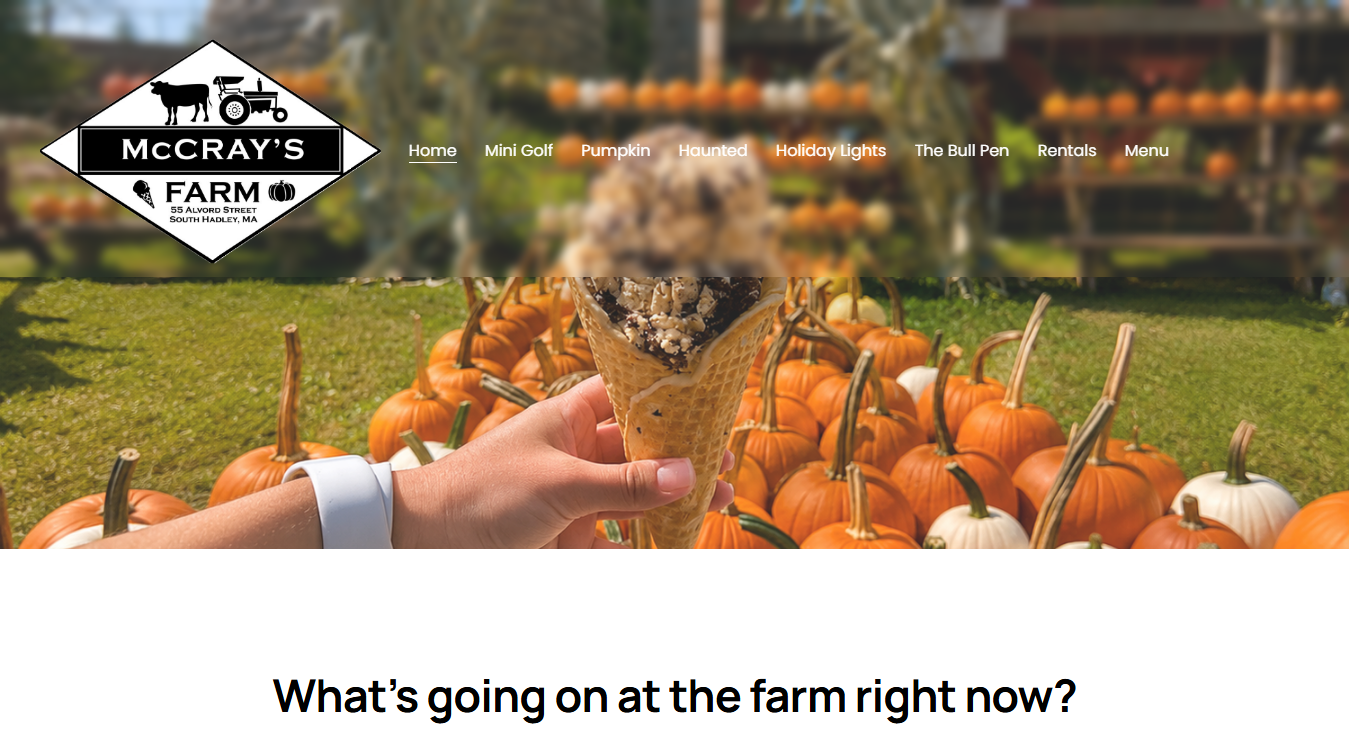 Website screenshot for The Bullpen at McCray's Farm