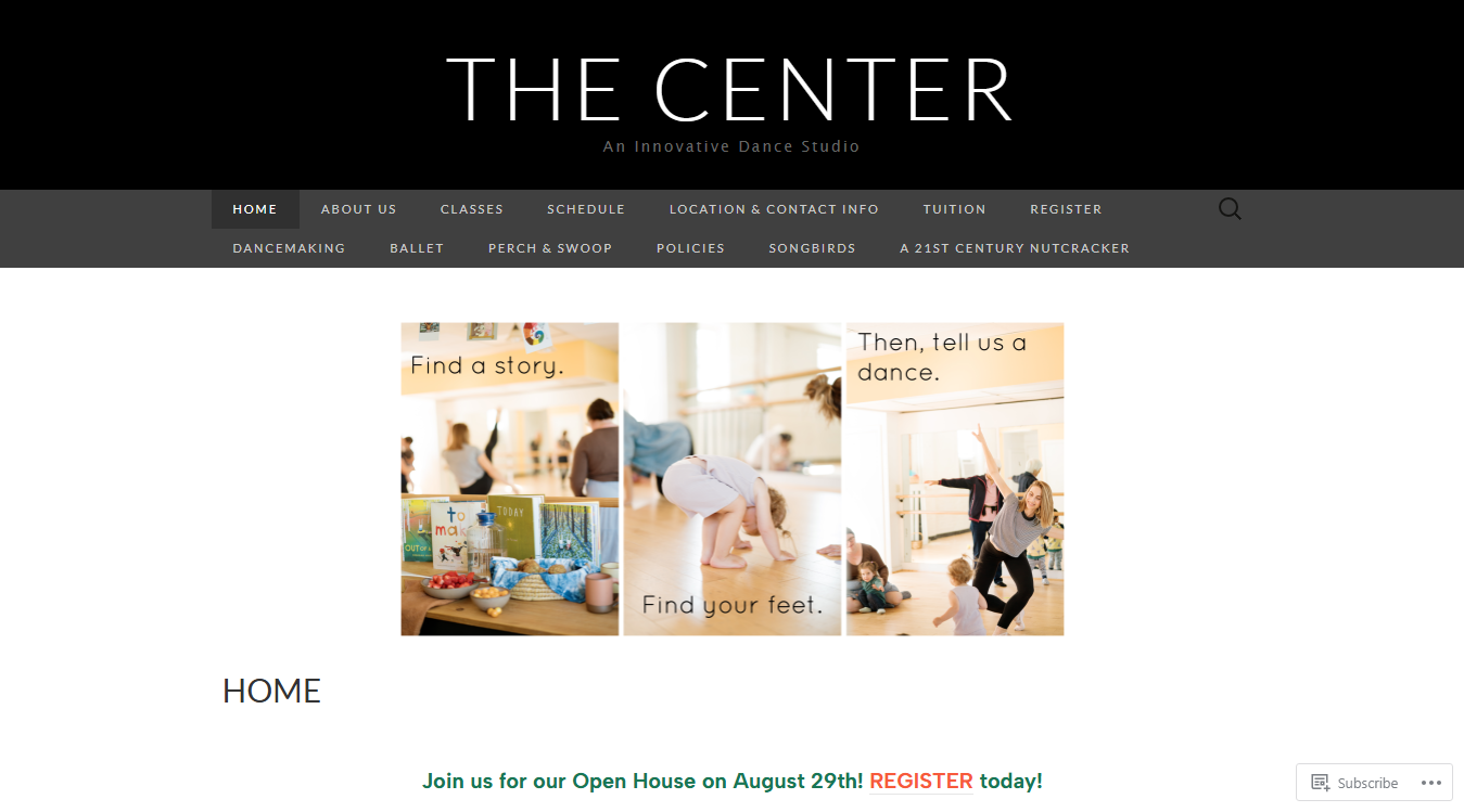 Website screenshot for The Center Dance